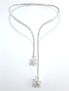 DIA PLAT CLUSTER NECKLACE
