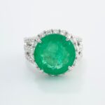 EMERALD & DIA 18KW RING