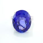 TANZANITE & DIA 18KW RING