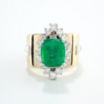 EMERALD & DIA 14KY/W RING
