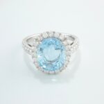 4.13CT AQUA & DIA 18KW RING