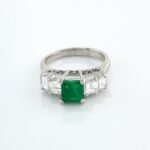 EMERALD & DIA PLAT RING