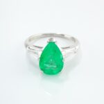EMERALD & DIA PLAT/14KW RING