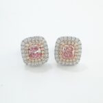 PINK & WHITE DIA 18KW EARRINGS
