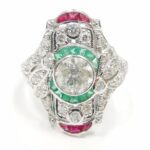 DIA & EMERALD/RUBY 18KW RING