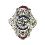 DIA & SAPPHIRE/RUBY 18KW RING