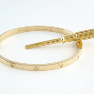 CARTIER LOVE SM 18KY 10D BRACELET SIZE16