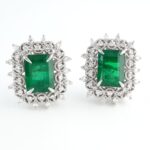 GIA EMERALD & DIA 18KW EARRINGS
