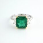 EMERALD & DIA 18KW RING