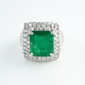 EMERALD & DIA PLAT RING