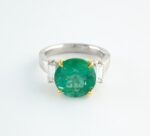 EMERALD & DIA PLAT RING