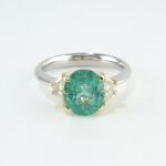 PARAIBA & DIA PLAT 3-STONE RING