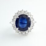 SAPPHIRE & DIA PLAT DOUBLE-HALO RING
