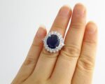SAPPHIRE & DIA PLAT DOUBLE-HALO RING - Image 6