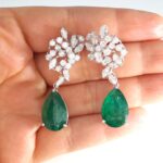 EMERALD & DIA CLUSTER 18KW EARRING - Image 4