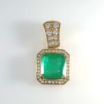 GIA EMERALD & DIA 18KY PENDANT