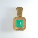 GIA EMERALD & DIA 18KY PENDANT - Image 3