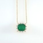 EMERALD & DIA 14KY CHAIN NECKLACE