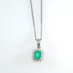 EMERALD & DIA PLAT CHAIN NECKLACE