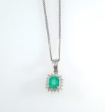 EMERALD & DIA PLAT CHAIN NECKLACE