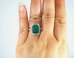 EMERALD & DIA 14KW RING - Image 5