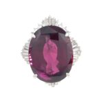 RHODOLITE GARNET & DIA PLAT RING