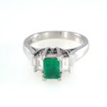 EMERALD & DIA PLAT RING