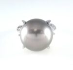 BLACK PEARL & DIA PLAT RING