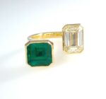 AGL EMERALD & DIA 18KY RING