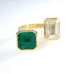 AGL EMERALD & DIA 18KY RING