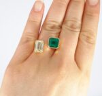 AGL EMERALD & DIA 18KY RING - Image 6