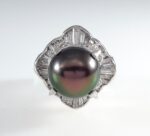 BLACK PEARL & DIA PLAT RING
