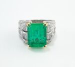 EMERALD & DIA PLAT RING