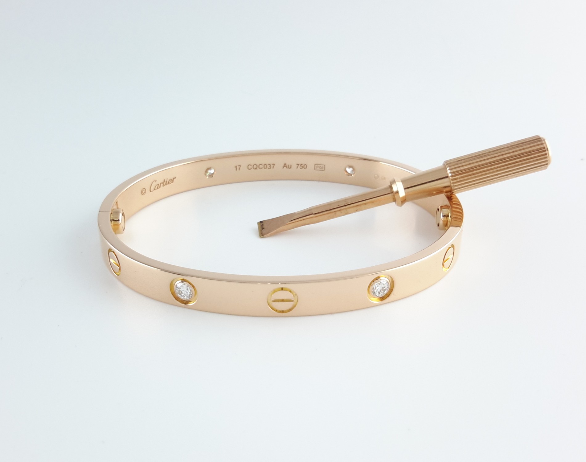 CARTIER LOVE 18KR 4DIA BRACELET SIZE 17 CARTIER LOVE 18KR 4DIA BRACELET SIZE 17 - Image 1