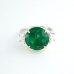 EMERALD & DIAMOND 3-STONE RING