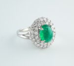 EMERALD & DIA PLAT DOUBLE-HALO RING - Image 2
