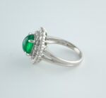 EMERALD & DIA PLAT DOUBLE-HALO RING - Image 4