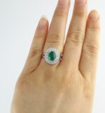 EMERALD & DIA PLAT DOUBLE-HALO RING - Image 5
