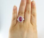 RUBY & DIA 14KW HALO RING - Image 5