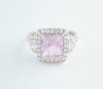PINK SAPPHIRE & DIA 14KW 3-STONE RING