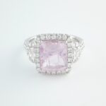 PINK SAPPHIRE & DIA 14KW 3-STONE RING