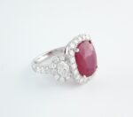 RUBY & DIA 14KW 3-STONE RING - Image 2