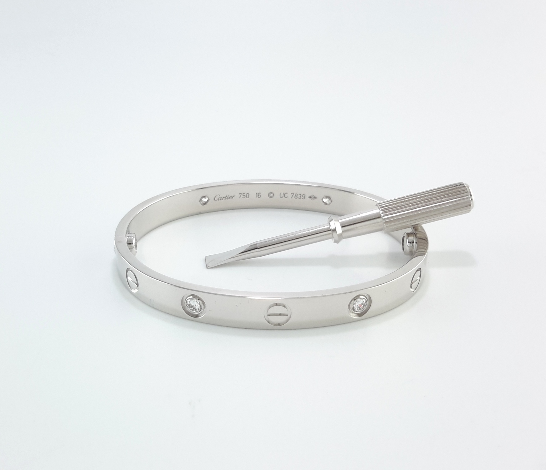CARTIER LOVE 18KW 4DIA BRACELET SIZE 16 CARTIER LOVE 18KW 4DIA BRACELET SIZE 16 - Image 1