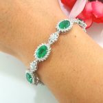 14KW EMERALD & MQ DIA BRACELET