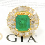 GIA EMERLAD & DIA 18KY RING