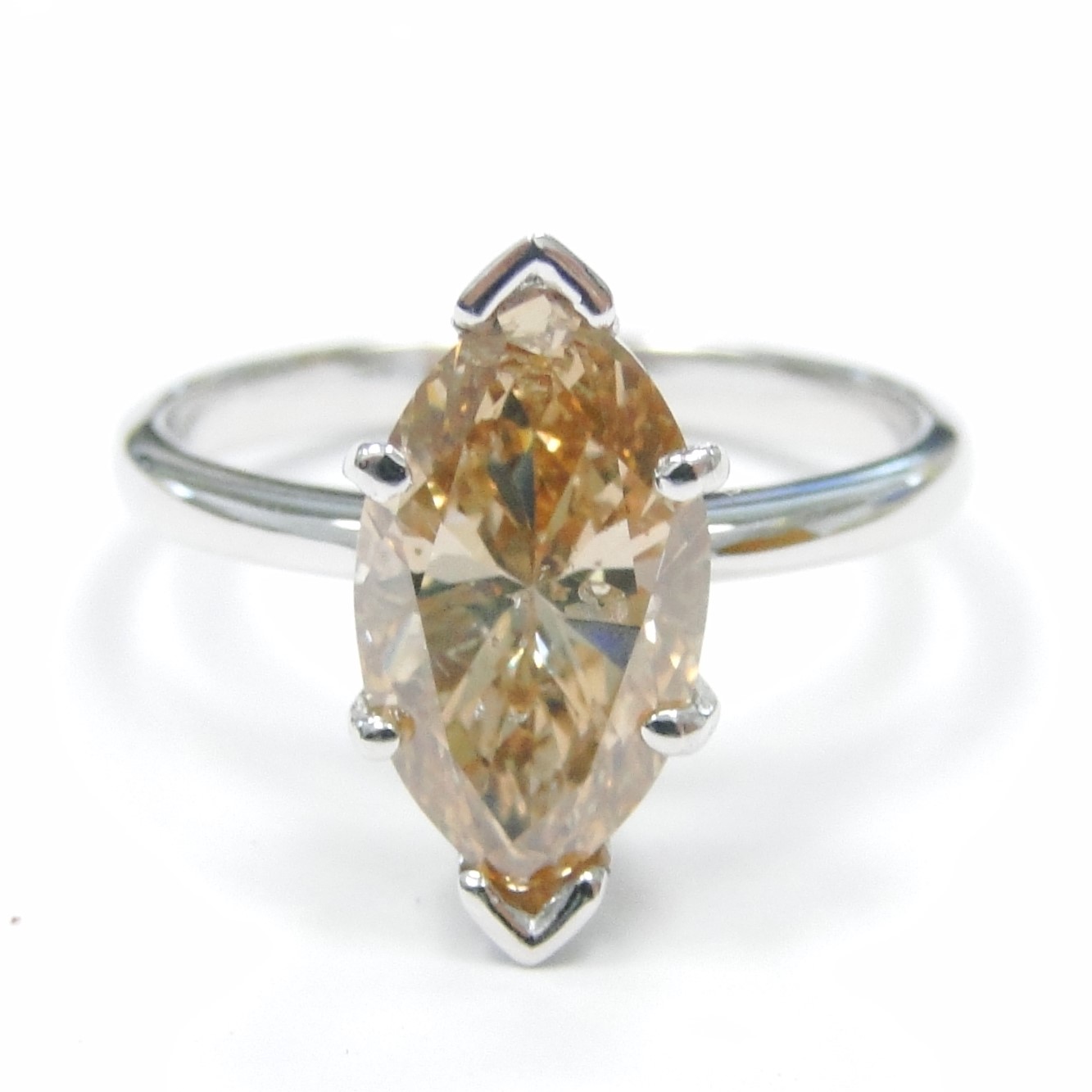 GIA FANCY BROWN MQ DIA 14KW RING GIA FANCY BROWN MQ DIA 14KW RING - Image 1