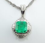 EMERALD & DIA PLAT CHAIN NECKLACE