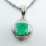 EMERALD & DIA PLAT CHAIN NECKLACE
