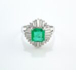 EMERALD & DIA PLAT RING