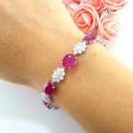 14KW RUBY & MQ DIA BRACELET